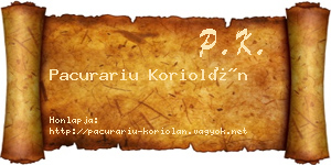 Pacurariu Koriolán névjegykártya